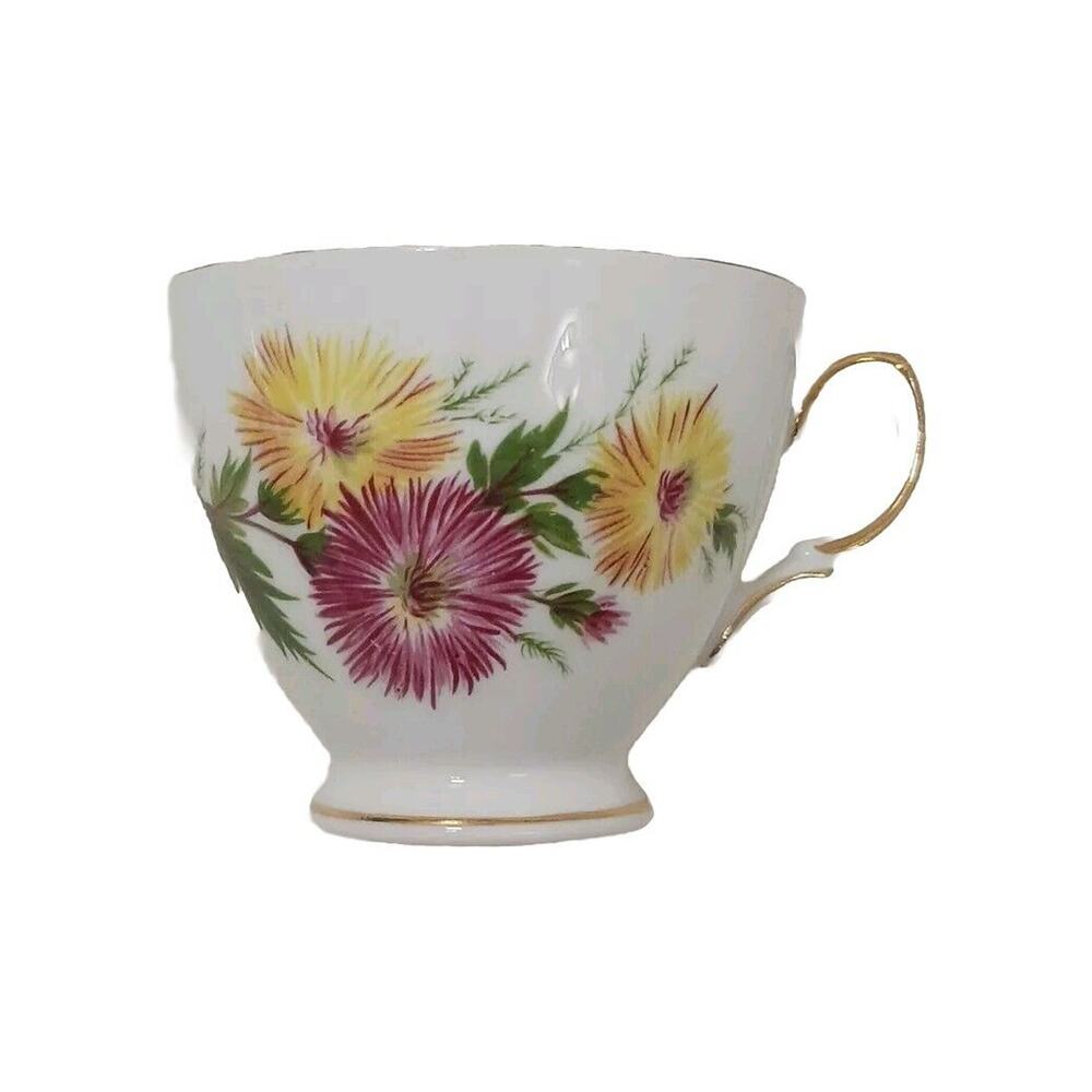 Vintage Royal Vale TEA CUP Pink Yellow Ridgway Bone China England Daisies FLORAL